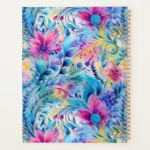 Paisley Paarse Bloemen met Blauwe Bladeren Planner (Achterkant)