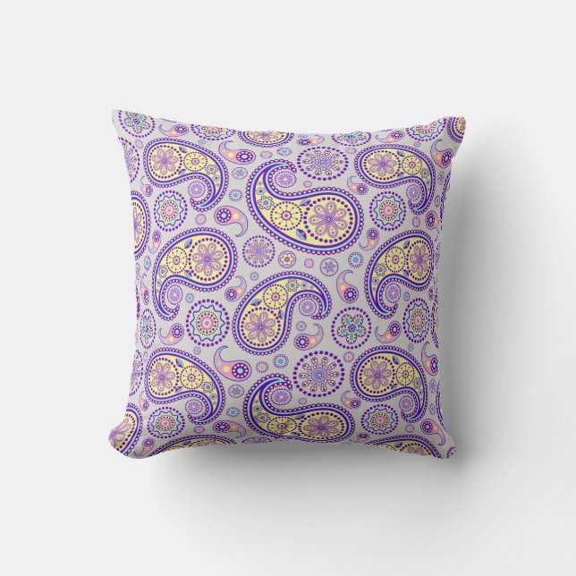 Paisley Paarse Patroon Kussen (Voorkant)