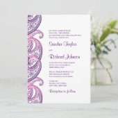 Paisley Paarse & Roze Traditionele Indiase bruilof Kaart (Staand voorkant)