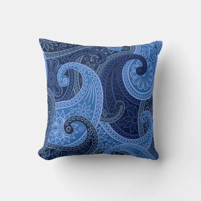 Paisley Paradise in Ocean Pillow Kussen (Voorkant)