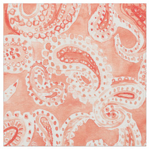 PAISLEY PARTY Boho Oranje Waterverf Patroon Stof
