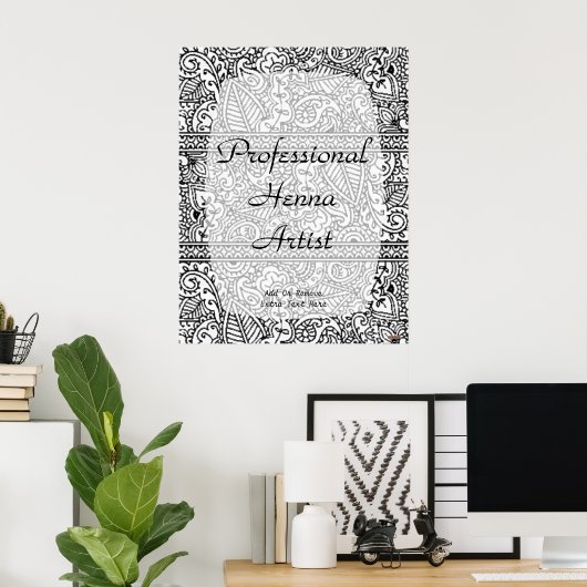 Paisley Passion - Black (Henna) Poster (Thuiskantoor)