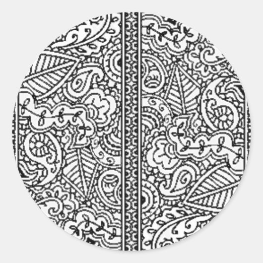 Paisley Passion - Black (Henna) Ronde Sticker (Voorkant)