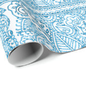 Paisley Passion - (blauw) (henna) (monogram) Cadeaupapier (Rol Hoek)