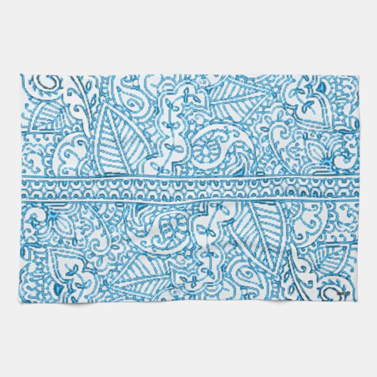 Paisley Passion - Blue (Henna) Theedoek (Horizontaal)
