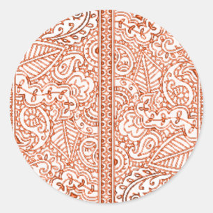 Paisley Passion - Oranje (Henna) Ronde Sticker
