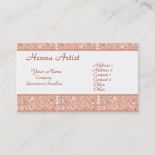 Paisley Passion - Oranje (Henna) Visitekaartje (Voorkant)