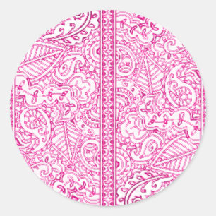 Paisley Passion - Roze (Henna) Ronde Sticker