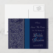 Paisley Passion - Silver Effect (Henna) (bruiloft) Aankondigingskaart (Voorkant / Achterkant)