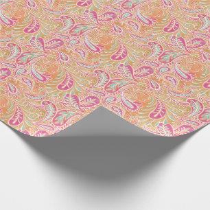 Paisley Pastel Pink Peach Aqua Green Cadeaupapier