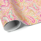 Paisley Pastel Pink Peach Aqua Green Cadeaupapier (Rol Hoek)