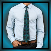 Paisley Patroon Blauw Bruin Zwart Stropdas