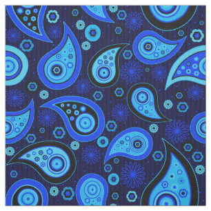 Paisley patroon blauw zwart stof