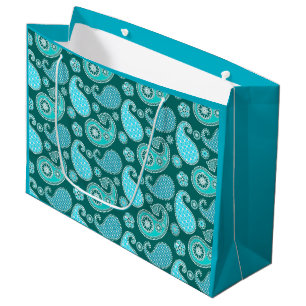 Paisley-patroon, Blauwgroen, Aqua en White Groot Cadeauzakje