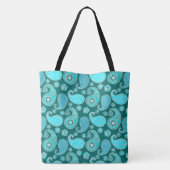 Paisley-patroon, Blauwgroen, Aqua en White Tote Bag (Achterkant)