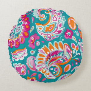 Paisley Patroon Boho Bloemendecoratie Rond Kussen