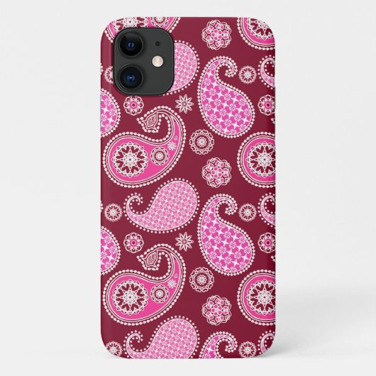 Paisley-patroon, Bourgogne, roze en wit Case-Mate iPhone Case (Achterkant)