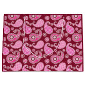 Paisley-patroon, Bourgogne, roze en wit Large Cadeautasje (Voorkant)