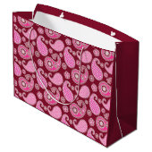 Paisley-patroon, Bourgogne, roze en wit Large Cadeautasje (Achterkant Gekanteld)