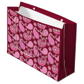 Paisley-patroon, Bourgogne, roze en wit Large Cadeautasje (Voorkant Gekanteld)