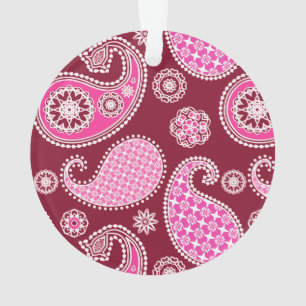 Paisley-patroon, Bourgogne, roze en wit Ornament