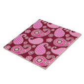 Paisley-patroon, Bourgogne, roze en wit Tegeltje (Zijkant)