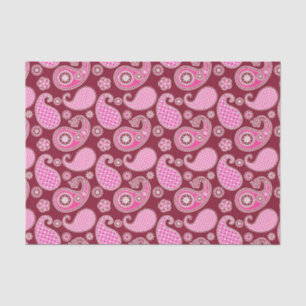 Paisley-patroon, Bourgogne, roze en wit Tissuepapier