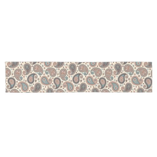 Paisley-patroon bruine blauwgroen beige elegant korte tafelloper (Horizontaal)