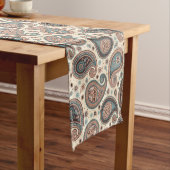 Paisley-patroon bruine blauwgroen beige elegant korte tafelloper (Voorbeeld)