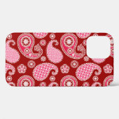Paisley-patroon, donkerrood, roze en wit Case-Mate iPhone case (Achterkant (horizontaal))