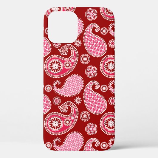 Paisley-patroon, donkerrood, roze en wit Case-Mate iPhone case (Achterkant)