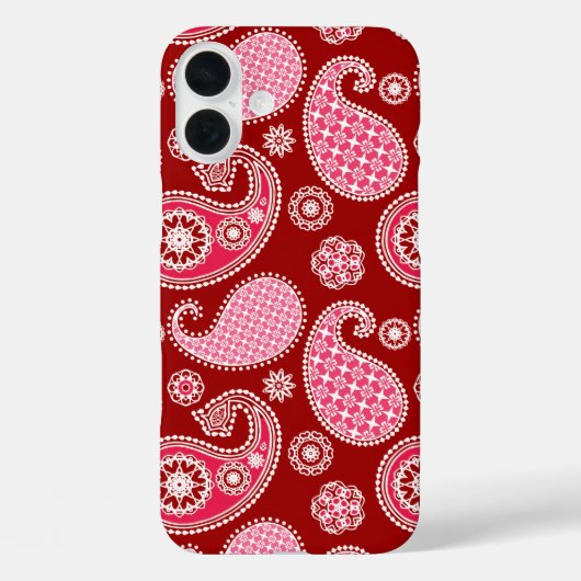 Paisley-patroon, donkerrood, roze en wit Case-Mate iPhone case (Achterkant)