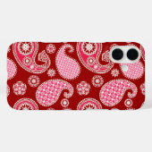 Paisley-patroon, donkerrood, roze en wit Case-Mate iPhone case (Achterkant (horizontaal))