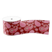 Paisley-patroon, donkerrood, roze en wit grosgrain lint (Spoel)