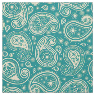 Paisley patroon elegante blauwgroen en beige kleur stof