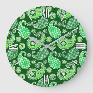 Paisley-patroon, Emerald en Jade Green Grote Klok