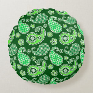 Paisley-patroon, Emerald en Jade Green Rond Kussen