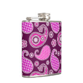 Paisley patroon, fuchsia roze, paars en wit heupfles (Rechts)