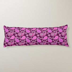 Paisley patroon, fuchsia roze, paars en wit lichaamskussen
