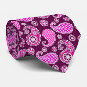 Paisley patroon, fuchsia roze, paars en wit stropdas (Opgerold)