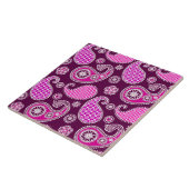 Paisley patroon, fuchsia roze, paars en wit tegeltje (Zijkant)