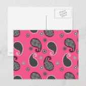 Paisley patroon, fuchsia roze, zwart-wit briefkaart (Voorkant / Achterkant)