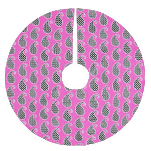 Paisley patroon, fuchsia roze, zwart-wit kerstboom rok