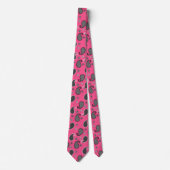 Paisley patroon, fuchsia roze, zwart-wit stropdas (Voorkant)