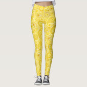 Paisley patroon geel elegante yoga broek leggings (Voorkant)