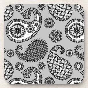 Paisley-patroon, grijze, zwarte en witte tinten bier onderzetter