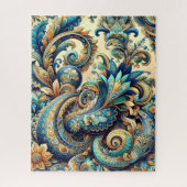 Paisley-patroon in blues legpuzzel (Verticaal)