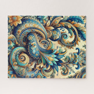 Paisley-patroon in blues legpuzzel