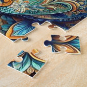 Paisley-patroon in blues legpuzzel (Zijkant)