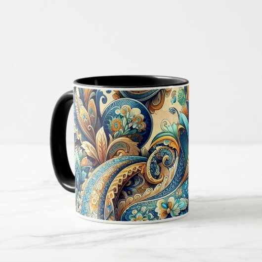 Paisley-patroon in blues mok (Voorkant links)